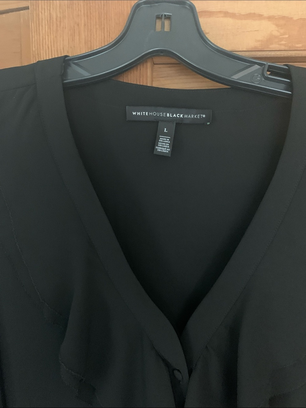 Windsor Black Ruffled V-Neck Button-Front Blouse - Picture 2 of 4